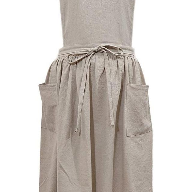 Women Girls Vintage Apron Gardening Works Cross Back Pinafore Dress