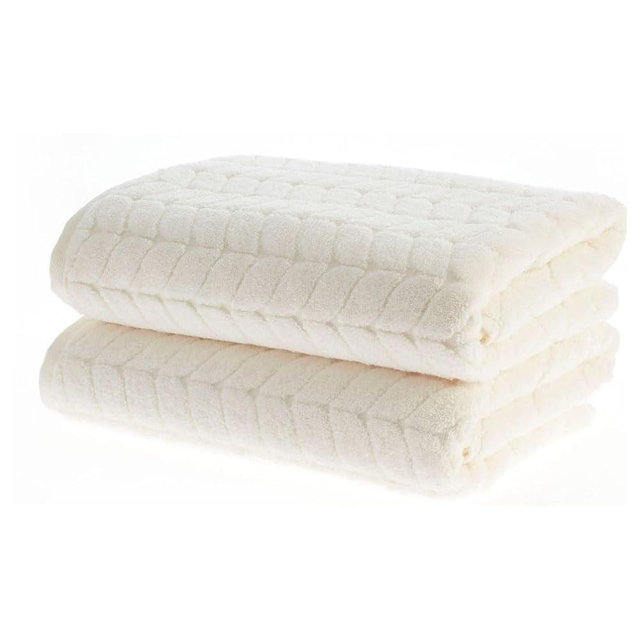 BAGNO MILANO Turkish Cotton Ultra-Soft Plush Absorbent Quick Dry Bathroom Towel Set, Made in Turkey (Cream, 2 pcs Bath Towel Set)