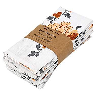 Ruvanti Fall Cloth Napkins 6 Pack (100% Cotton 18" X 18") Dinner Napkins,Soft & Comfortable Cotton Napkins. Table Cloth Napkins/Linen Napkins/Fabric Napkins for Christmas/Thanksgiving Dinners.