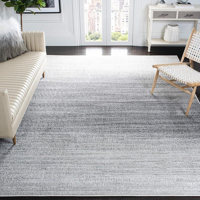 SAFAVIEH Adirondack Collection Area Rug - 8' x 10', Grey & Ivory, Modern Ombre Design, Non-Shedding & Easy Care, Ideal for High Traffic Areas in Living Room, Bedroom (ADR142F)