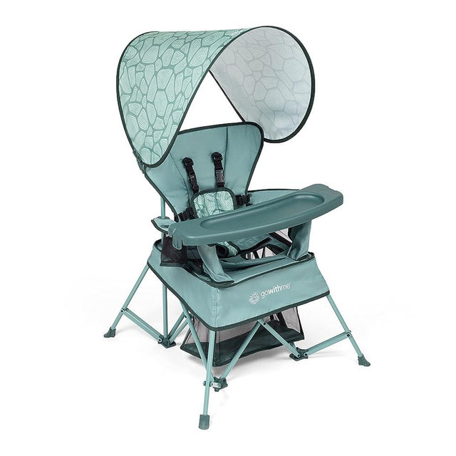 Baby Delight Go with Me Venture Portable Chair | Indoor and Outdoor | Sun Canopy | 3 Child Growth Stages | Garden Green