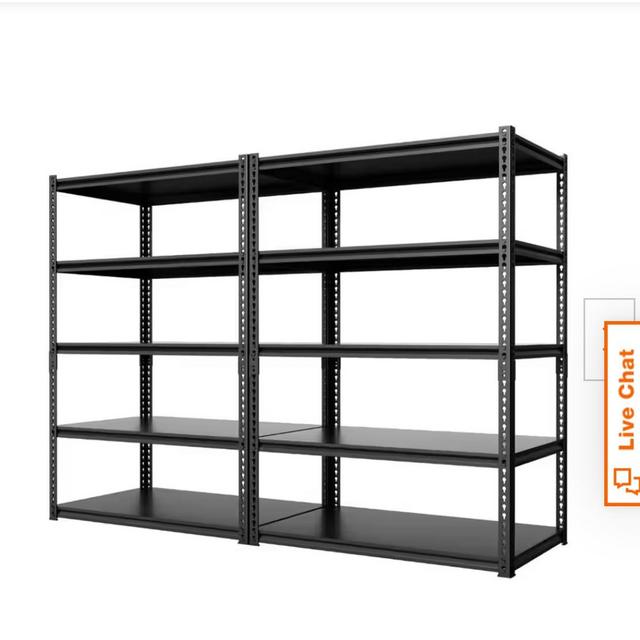 5-Tier Garage Shelving Heavy-Duty Garage Storage Shelving Unit in Black 36 in. W x 16 in. D x 72 in. H, 2-Pack