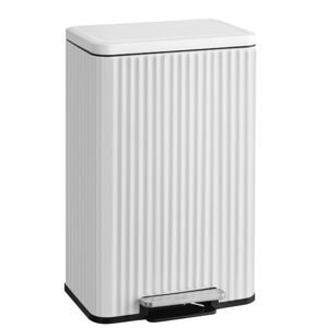 SONGMICS Trash Can, 13 Gallon (50 L) Garbage Can for Kitchen, with Lid, Pedal, and Removable Inner Bucket, Soft Close, Stainless Steel, 15 Trash Bags (Code K) Included, Cloud White ULTB586WZ01