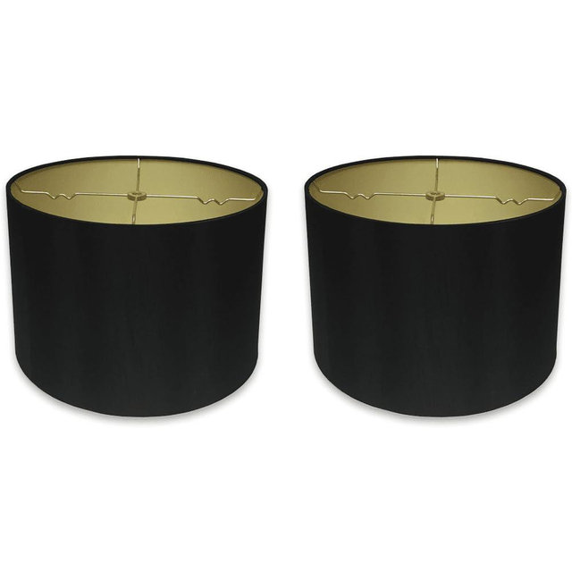Royal Designs, Inc. Shallow Drum Hardback Lamp Shade, HB-610-16BLK/GL-2, Black, 15 x 16 x 10, 2 Pack