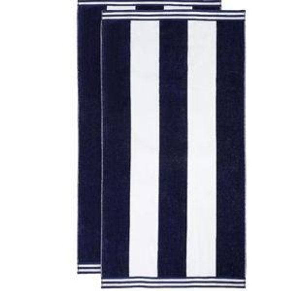 Cabana Stripe Oversized Cotton Beach Towel by Blue Nile Mills