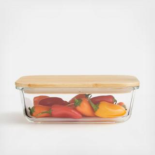 Rectangular Glass Storage Container with Bamboo Lid