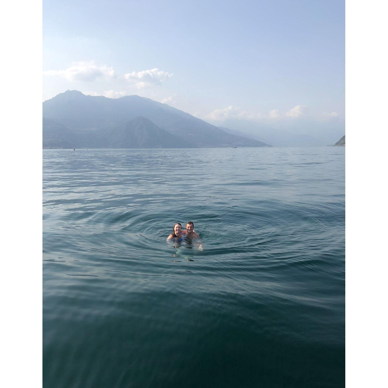 Jumped in at Lake Como's deepest! (Do the ripples kinda look like a heart?)