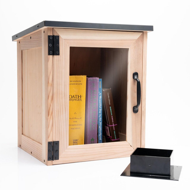 Outdoor Neighborhood Lending Library Book Storage Kit - Made With High Quality Fir Wood - Metal Base Attachment Included - Free Shipping
