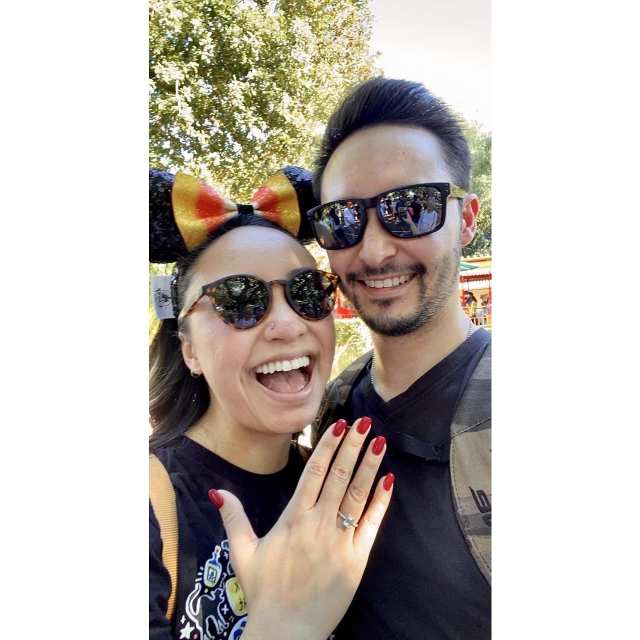 Michael proposed at the wishing well in Disneyland.