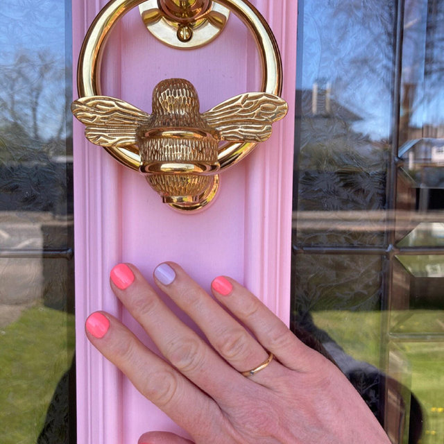 Solid Brass Bee Door Knocker | Polished Bumblebee Ring