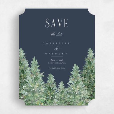 Blue Ticket Wedding Save the Date - Balsam Portrait