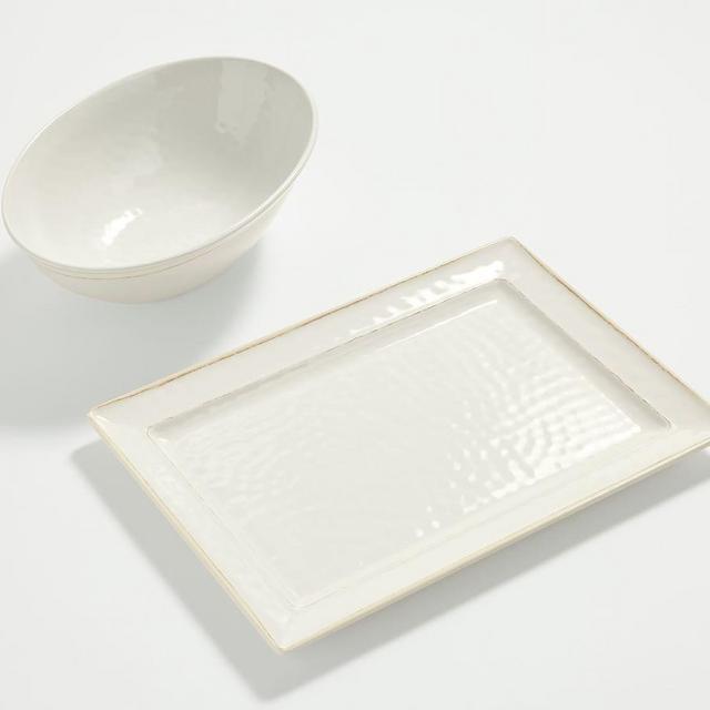 Cabana Melamine Serving Platter & Bowl Set - Stone