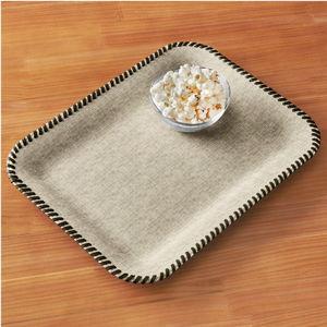 Bodrum Whipstitch Rectangle Vinyl Tray: Beige