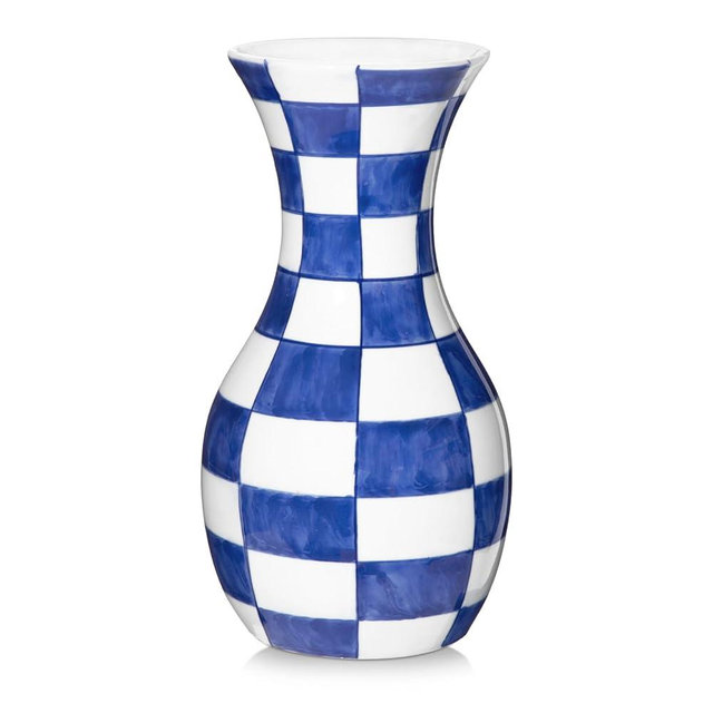 Blue and White Flower Vase, 11 Inch Tall Ceramic Vase in Wide Mouth Plain Pattern, Large Retro Chinoiserie Vase Decor Side Table Centerpiece Mantel Living Room Bookshelf Antique Grand Millennial Decor