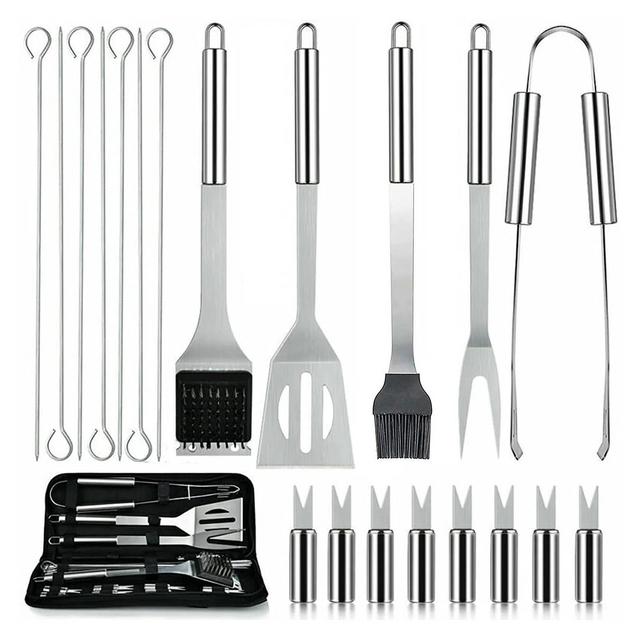 MOVSSOU 21 Pieces Stainless Steel BBQ Accessories Grill Tools Set for Outdoor Camping Grilling Best Professional Grill Gift on Birthday Wedding