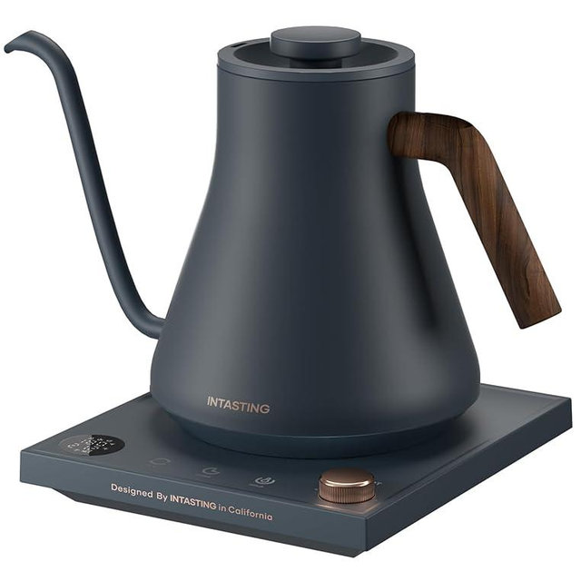 INTASTING Electric Kettles, Gooseneck Electric Kettle, ±1℉ Temperature Control, Stainless Steel Inner, Quick Heating, for Pour Over Coffee, Brew Tea, Boil Hot Water, 0.9L Navy Blue