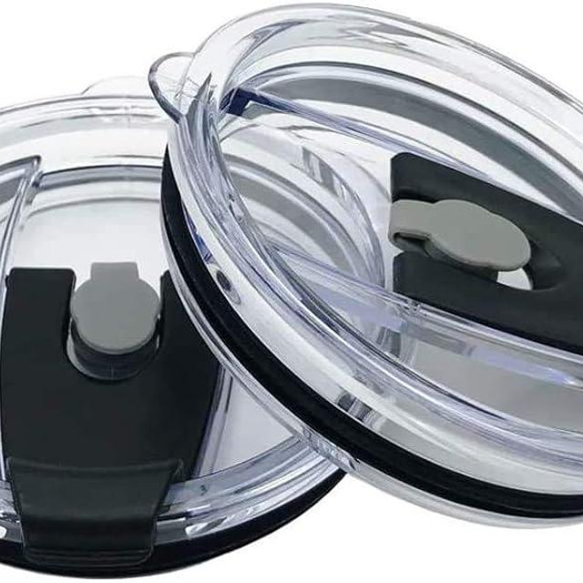 2Pcs Replacement Flip Lids for Stainless Steel Insulated Tumbler Travel Mug, Compatible w/YETI Rambler,Ozark Trail,Old Style Rtic and More (20 Oz, Black 2)