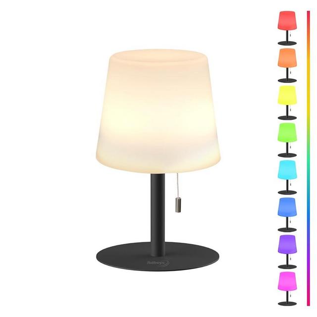 Tulbeys Warm & RGB Cordless Lamp for Outdoor Patio Decor | Battery Powered | Farmhouse Table Lamp | White Desk Lamps for College Dorm Room | Shower Lamps Waterproof Lampshade & Metal Base