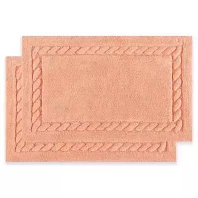 Safavieh 27-Inch x 45-Inch Cable Plush Bath Mats in White (Set of 2)