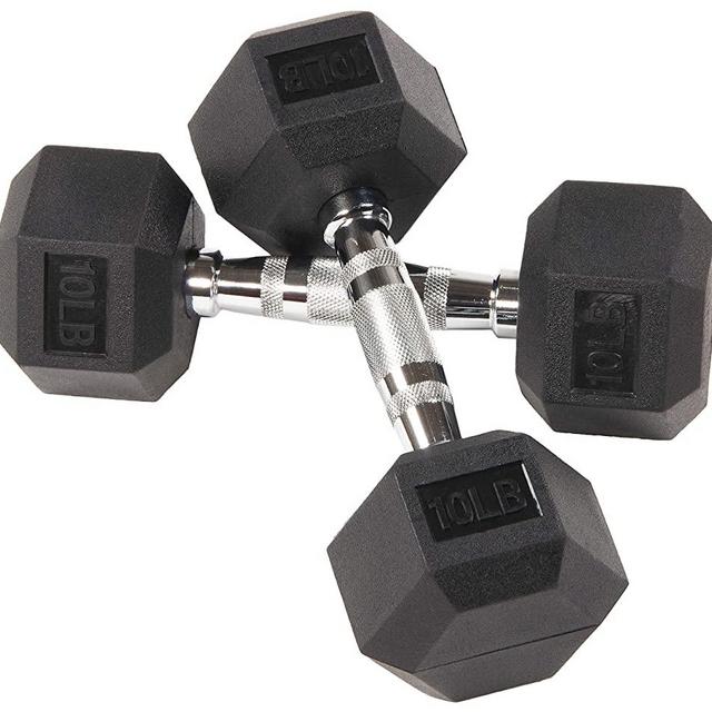 Sporzon! Rubber Encased Hex Dumbbell in Pairs or Singles