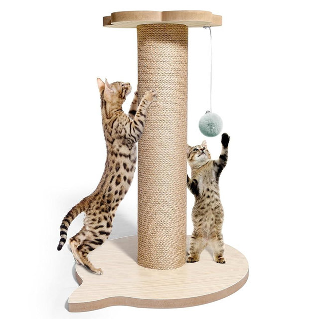 18” Tall Cat Tree for Kittens, Jute Scratching Post with Hanging Ball for Kitten & Adult Cats, Small Cat Tower with Toys, Cat Activity Tree Indoor