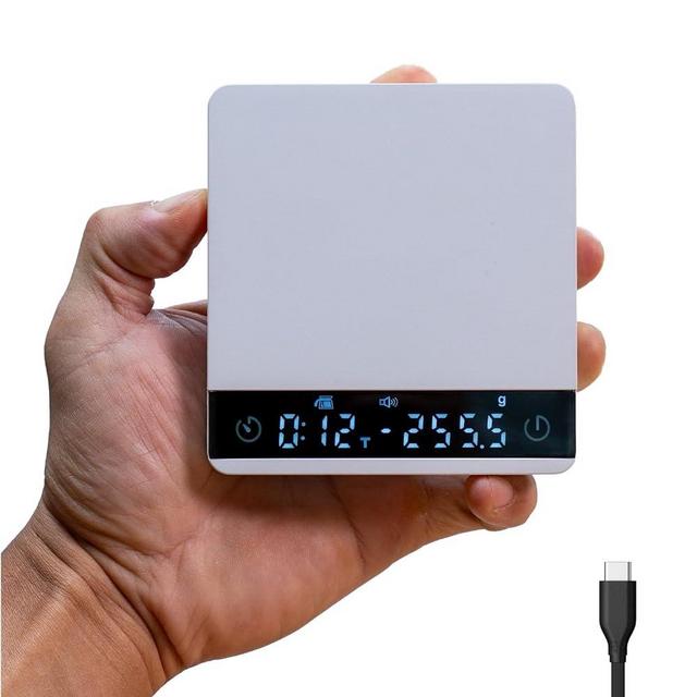 MiiCoffee Nano Pro Coffee Scale with Timer, Espresso Scale with Auto Tare, Aluminum Body, Touch Sensor and Silicone Cover (White)