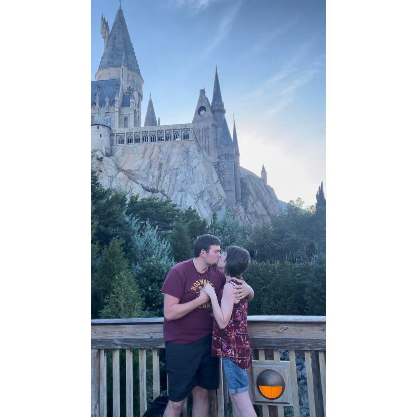 Right after the proposal in front of Hogwarts castle.