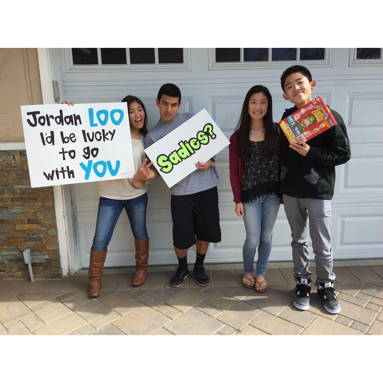 Abby asking Jordan to the high school Sadie Hawkins dance in 2015.
