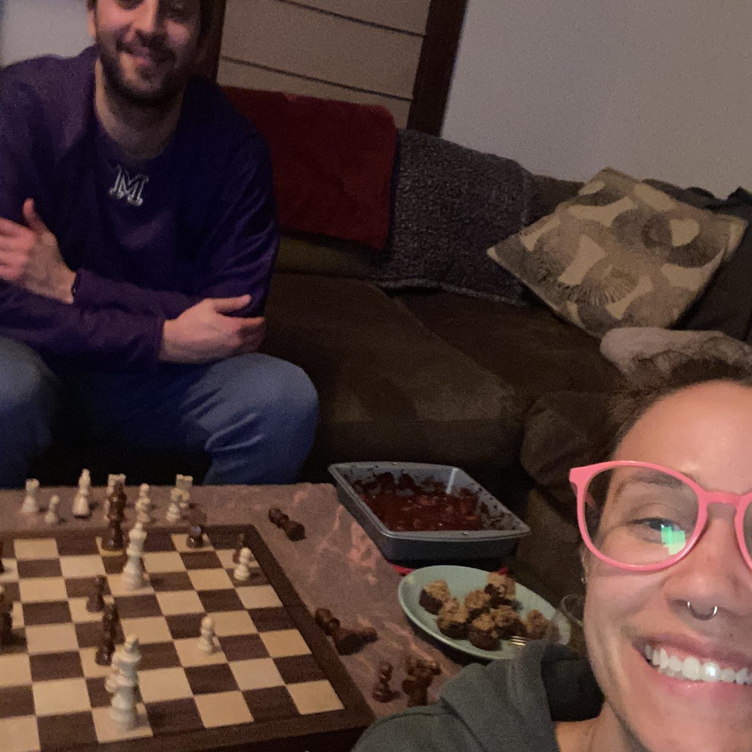I swear we are social but our first NYE together was spent playing chess, eating snacks, and falling asleep on the couch.