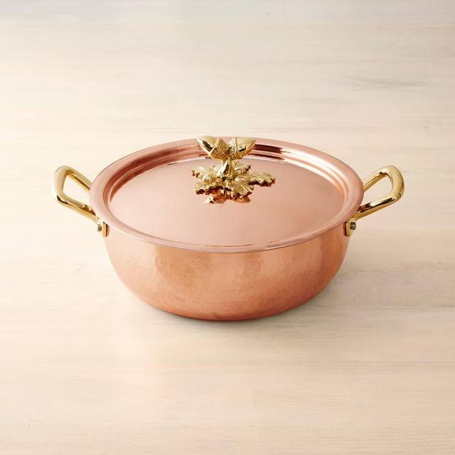 Ruffoni Historia Hammered Copper Chef Braiser with Acorn Knob, 3 1/2-Qt.