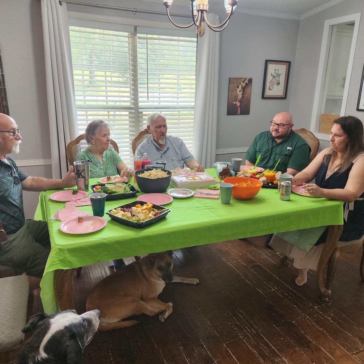 First day our families met and played Mexican train with good food and good company