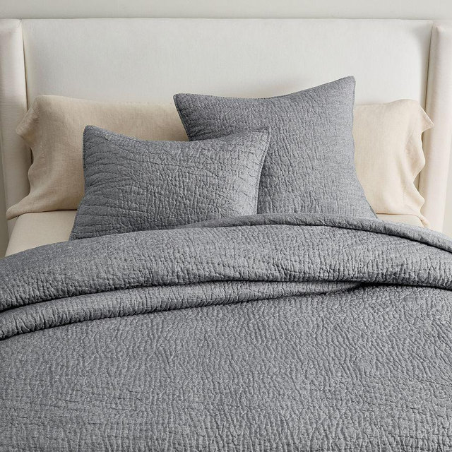 Belgian Flax Linen Handcrafted Quilt, Marina, King/Cal. King