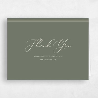 Dark Sage, Green Wedding Thank You - Evora Classic