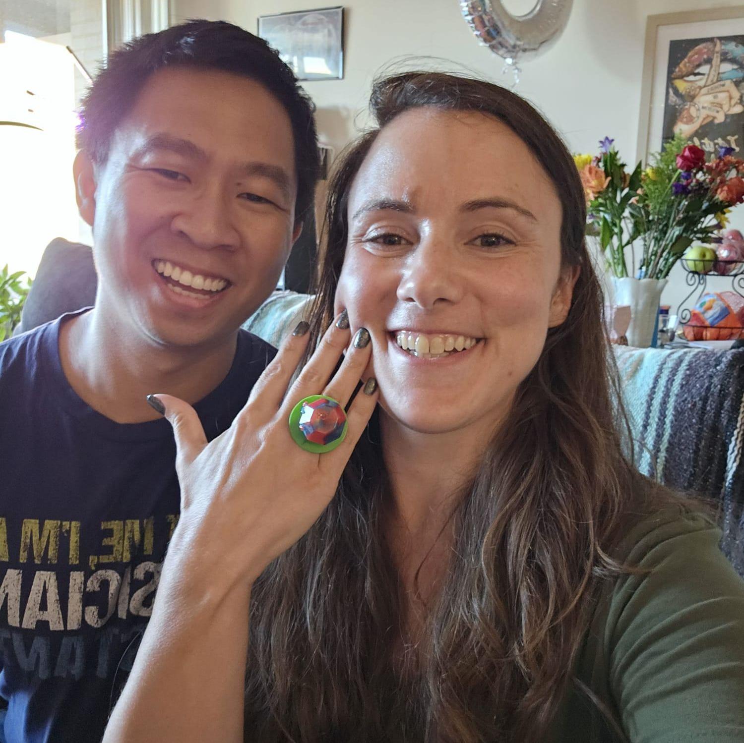 The real engagement ring was a ring pop! (JK)