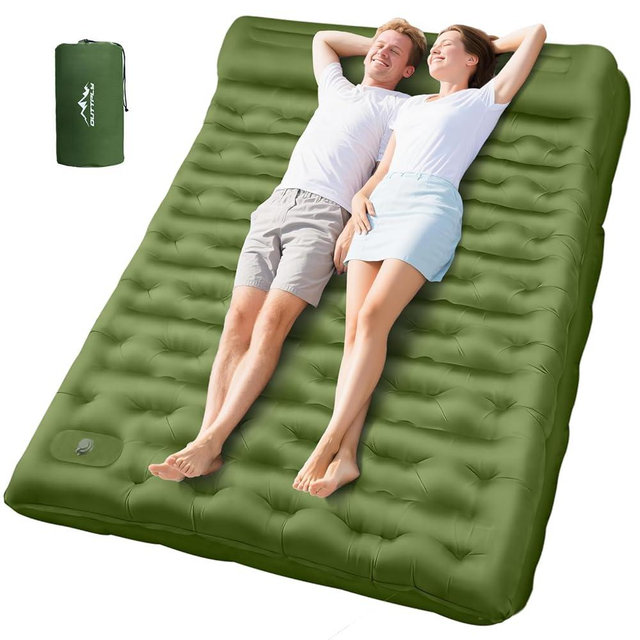 OUTTPLY Sleeping Pad for Camping, 6" Extra Thick Camping Mat with Pillow Built-in Foot Pump, Ultra Comfortable Inflatable Sleeping Mat for Backpacking, Hiking, Camp Tent - Enjoy a Comfy Sleep