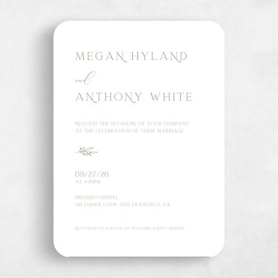 White Rounded Wedding Invitation - Eldridge Portrait