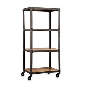 Wood and Metal 4-Tier Rolling Cart