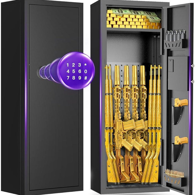 MSYCOST 8-10 Gun Rifle Safe for Home Security, Gun Safe for Rifles and Pistols - Quick Access Digital Keypad | Easy Assembly Gun Safe with Adjustable Shelves (Fits Shotguns & Ammo)