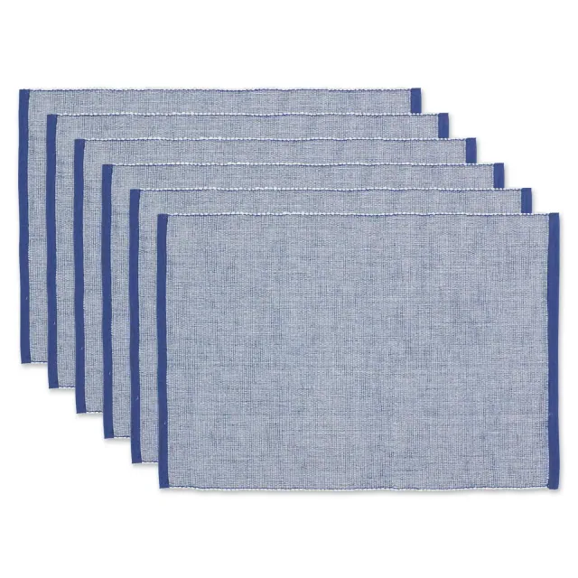 Design Imports French Blue Eco-Friendly Chambray Fine Ribbed Placemat Set/6