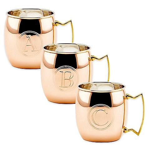 Old Dutch International Solid Copper Monogram Block Letter "D" Moscow Mule Mugs (Set of 4)