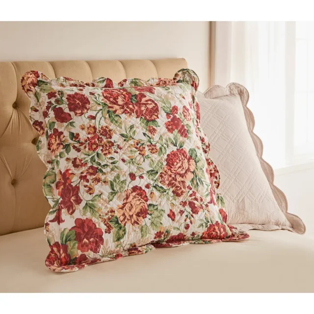 BrylaneHome 100% Cotton Florence Euro Sham - Euro, Spice Floral Multi