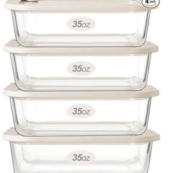 Urban Green Glass Food Storage Containers with Glass Lids, Microwave Safe Food Container Set, Airtight Meal Prep Containers, LeakProof, 100% Plastic Free, 6 Pack