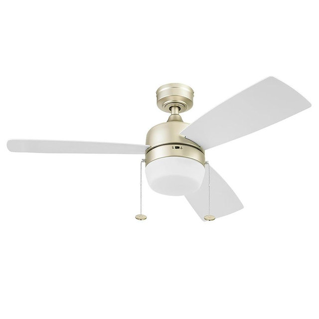 Honeywell Ceiling Fans Barcadero, 44 Inch Contemporary Indoor LED Ceiling Fan with Light, Pull Chain, Dual Mounting Options, Dual Finish Blades, Reversible Motor - 51625-01 (Soft Gold)