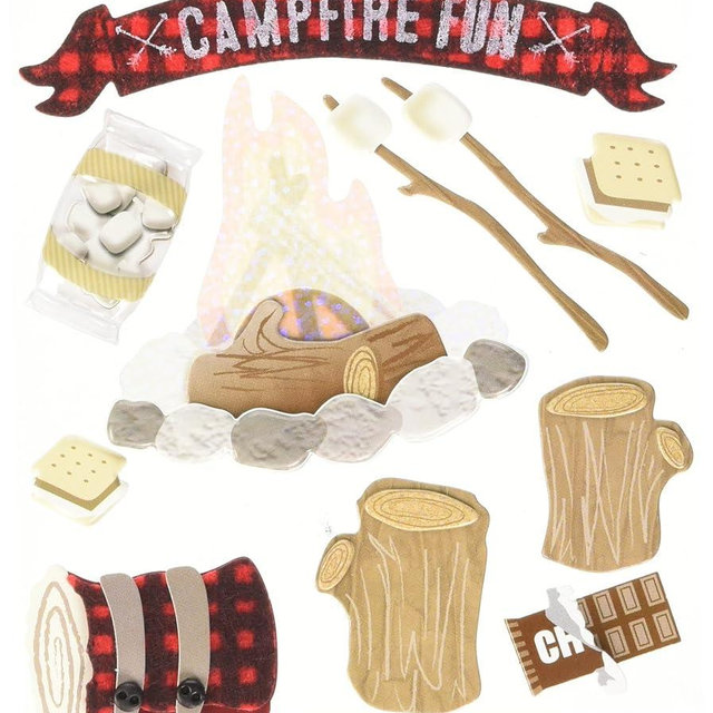 Jolees 50-21925 Boutique Dimensional Stickers, Campfire, Multicolor