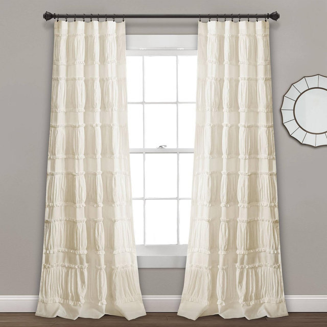 Set of 2 Nova Ruffle Window Curtain Panels Ivory - Lush Décor