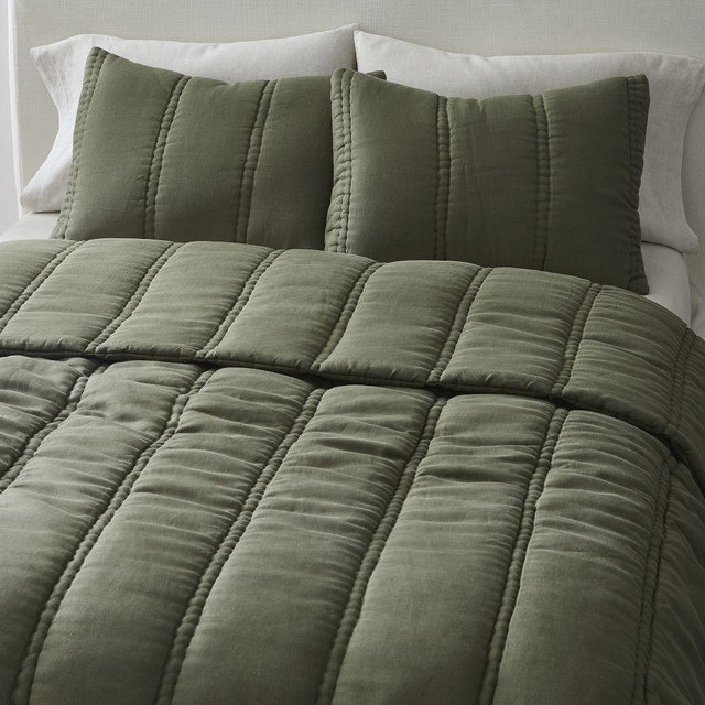 European Flax Linen Comforter, King/Cal. King Comforter, Dark Olive