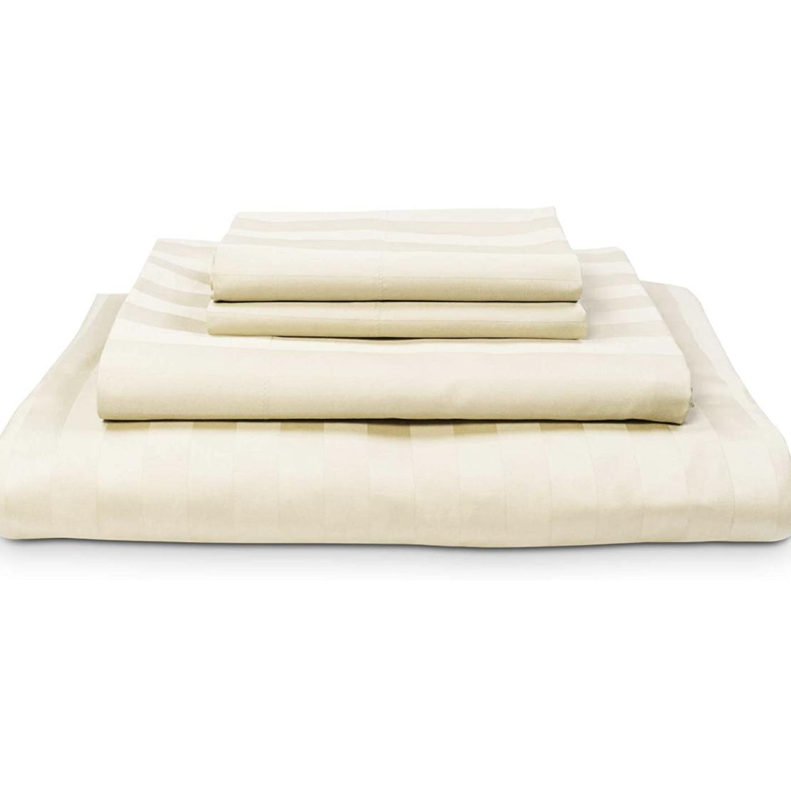 MyPillow Giza Dreams Bed Sheets [King, Striped Ivory]