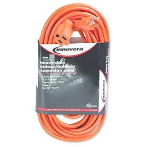 Innovera® Indoor/Outdoor Extension Cord, 50ft, Orange