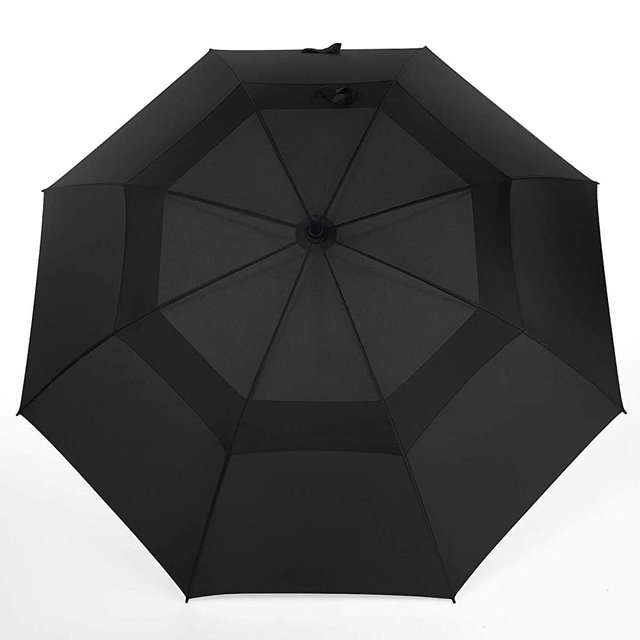 MRTLLOA Automatic Open Golf Umbrella, 62/68/72 Inch Extra-Large Oversized Double Canopy Vented Windproof Waterproof Stick Rain Golf Umbrellas for Men and Women (Black, 72 inch)