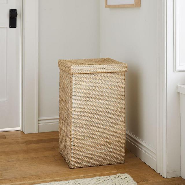 Modern Weave Lidded Hamper, Whitewash